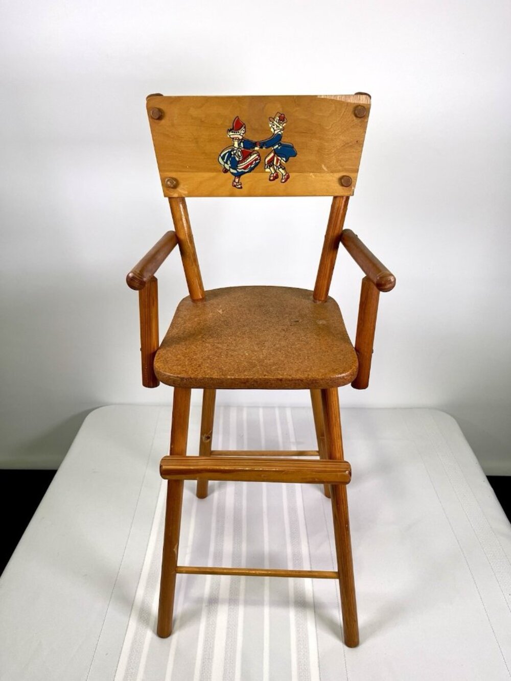 Vintage Cass Toys Mid Century Wood Baby Doll High Chair Dutch Swedish Folk